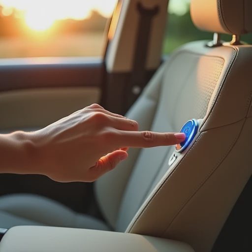 A woman’s hand pressing the seat ventilation button on a Lexus car door.